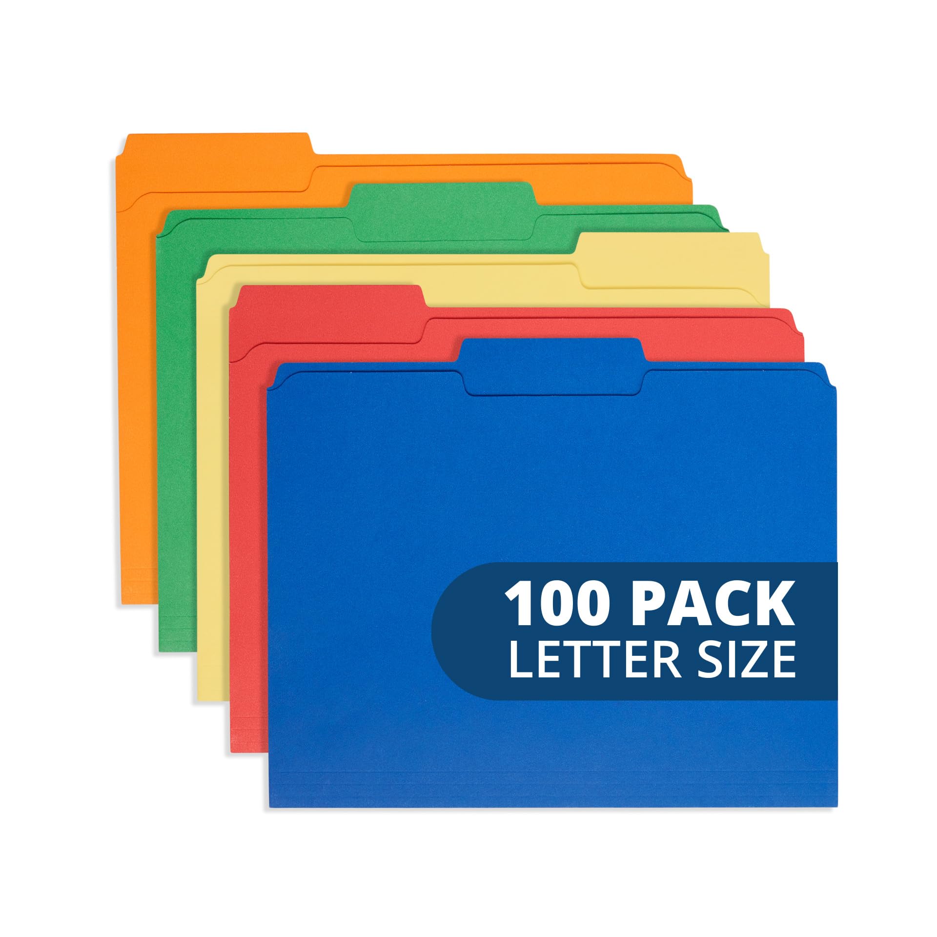 Photo 1 of 100 Blue Summit Supplies Colored File Folders Letter Size with 1/3 Cut Tabs, Assorted Colored Folders, Durable 11pt Paper, Colorful File Folders for Files, Multi Color File Folders, Reinforced Tabs