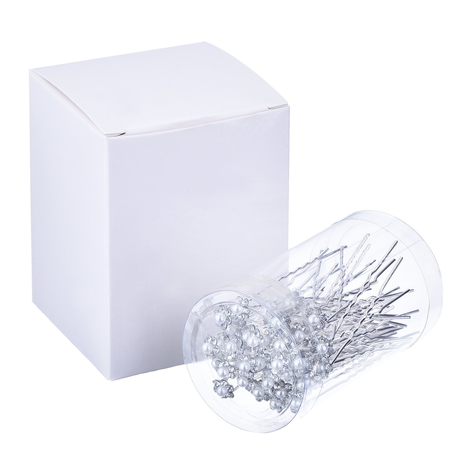 eBoot 40 Pack Wedding Bridal Pearl Flower Crystal Hair Pins Clips, White : Beauty