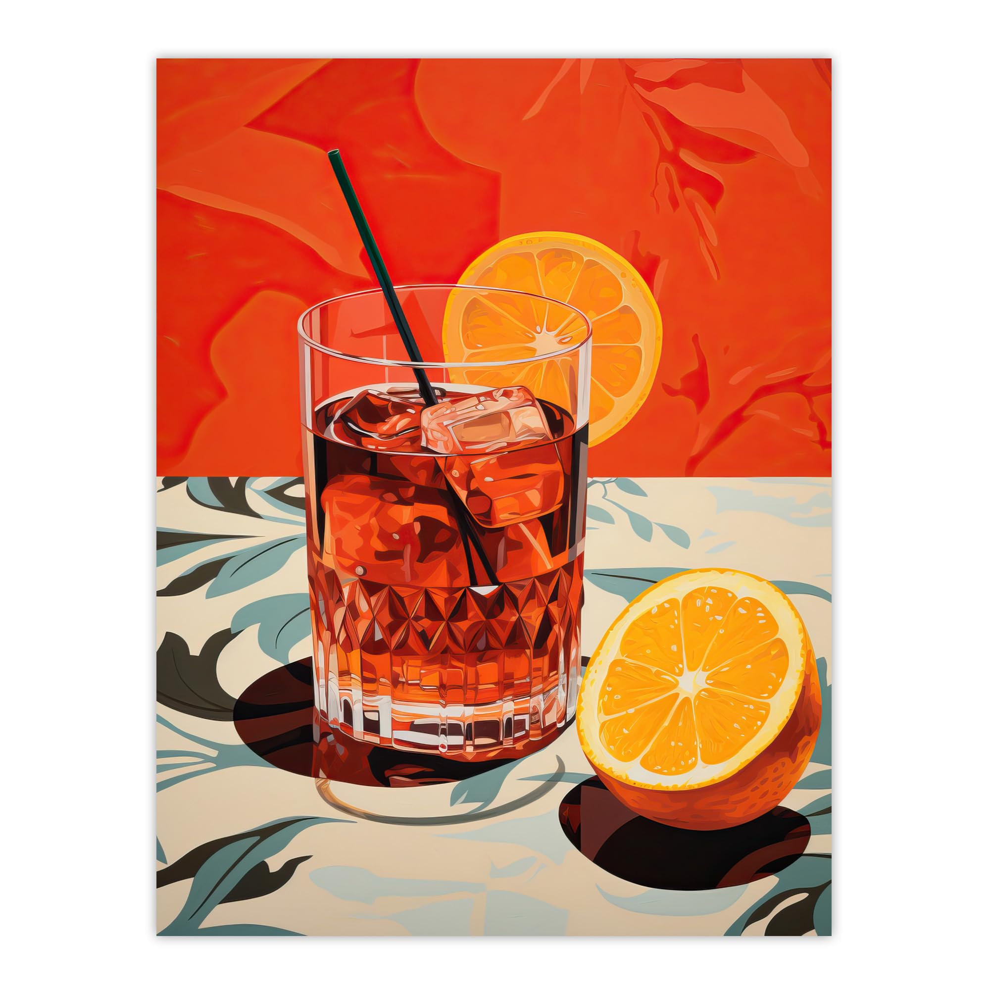 Wee Blue Coo Negroni Nights Orange Cocktail Kitchen Extra Large XL Wall Art Poster Print