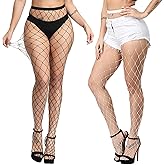 Violet Mist 2 Pack Womens High Waist Fishnet Tights Large Net Fishnets Stockings Colorful Sexy Hollow Out Pantyhose