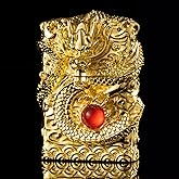 Dragon Lighter Premium Kerosene Soft Flame Lighter with Adjustable Flame, Refillable, Windproof and Pocket Size for Outdoor Camping, Travel, and Household Use (Gold)