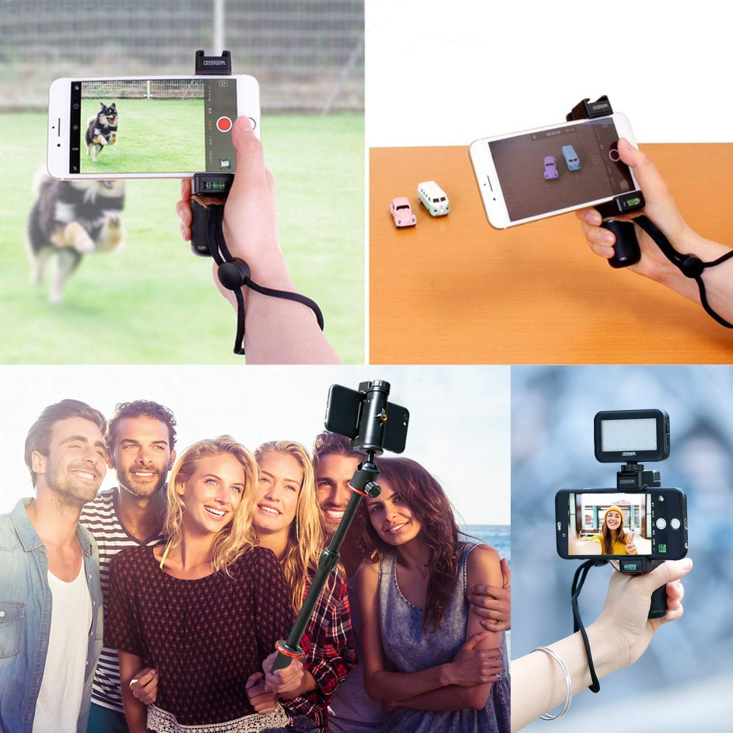 BOYA by-MM1 Shotgun Microphone with PSC1 SmartGrip Selfie Stand with PL30 Light for iPhone X 8 7 7 Plus Samsung Android Smartphone SLR Camera Computer Tripod Vlog Facebook Livestream YouTube Video: Home Audio & Theater