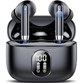 QXQ 2026 New Wireless Earbuds, Bluetooth 5.4 Headphones HiFi Stereo with 4 ENC Mic, 40H Mini Ear Buds in-Ear Noise Cancelling Earbuds with LED Screen, Light Bluetooth Earphones for Android iOS, Black