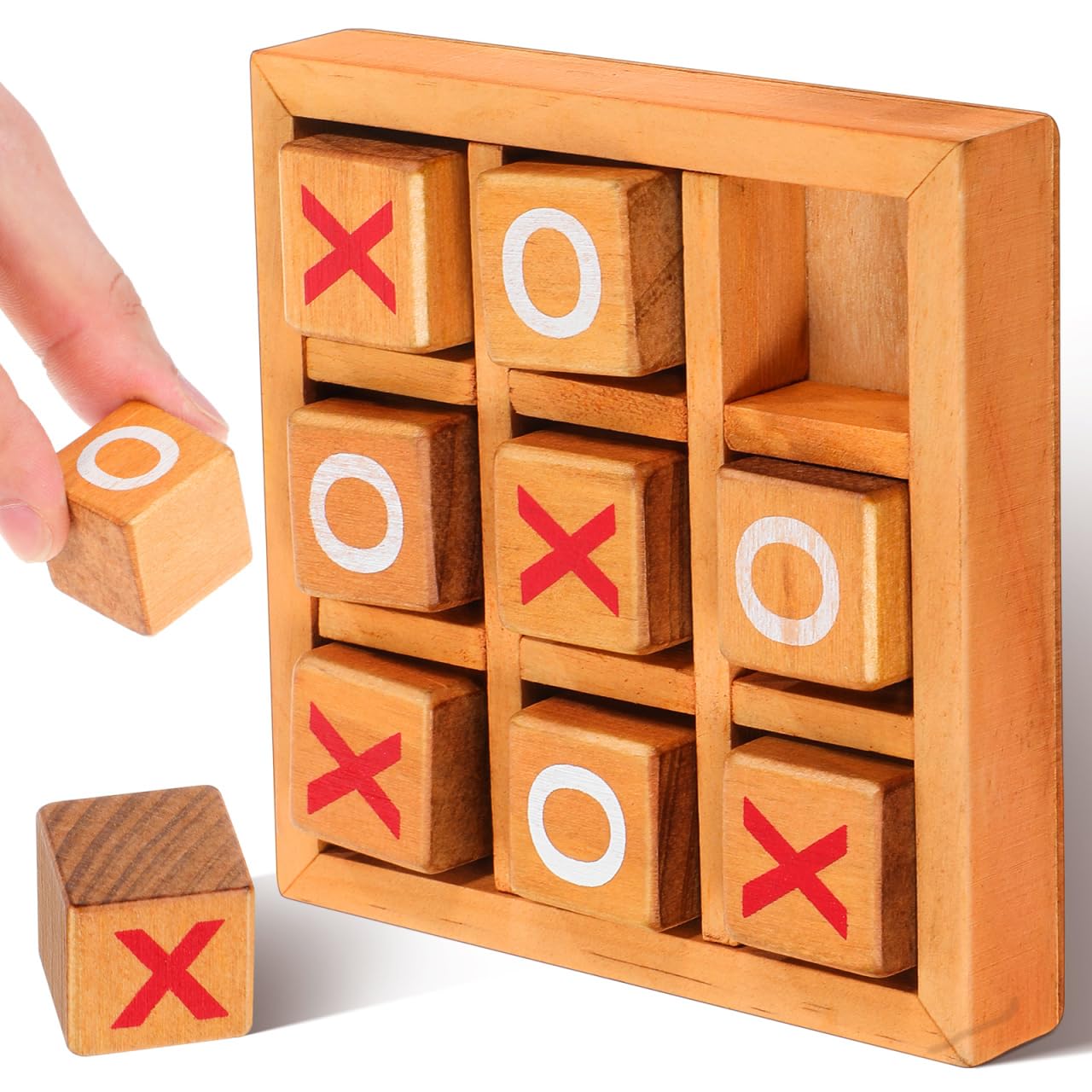 TOYANDONA 1 Set Tic Toe Wooden Board Games Noughts and Crosses Game Tic Bug Toe X and O Game