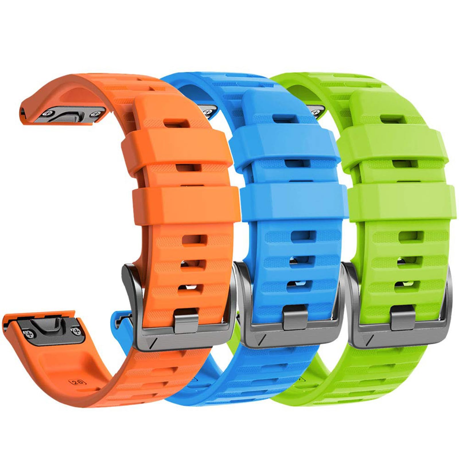 NotoCity Compatible with Garmin Fenix 6x Pro/7x Strap, 26mm Replacement Strap for Garmin Fenix 6x/7x pro/5x/5x Plus, Fenix 3/HR/8 51mm, Instinct 2X, Epix Pro 51mm Silicone(3PCS)