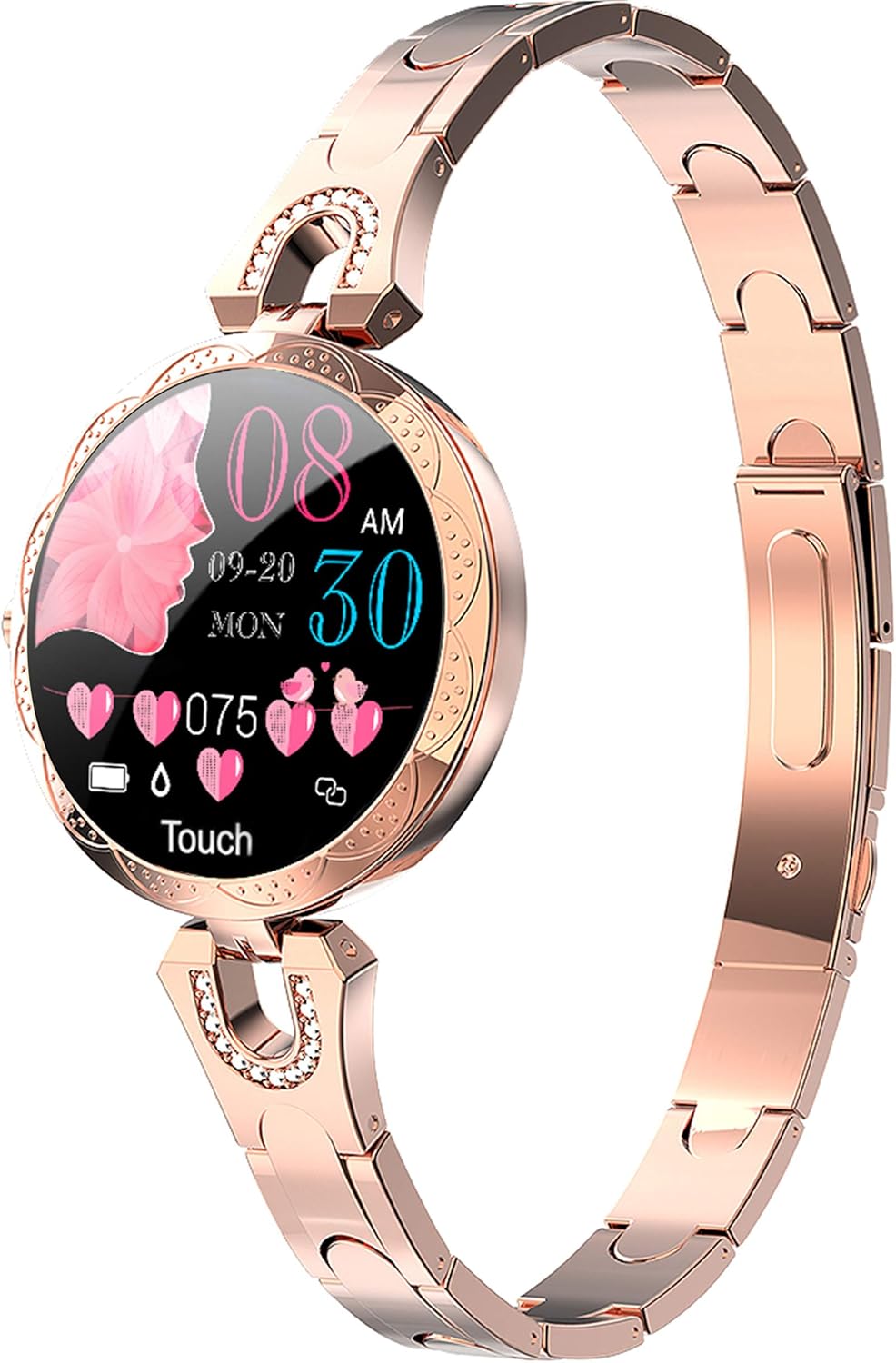 Rose Gold Ladies Smart Watch Bracelet Elegant Fitness