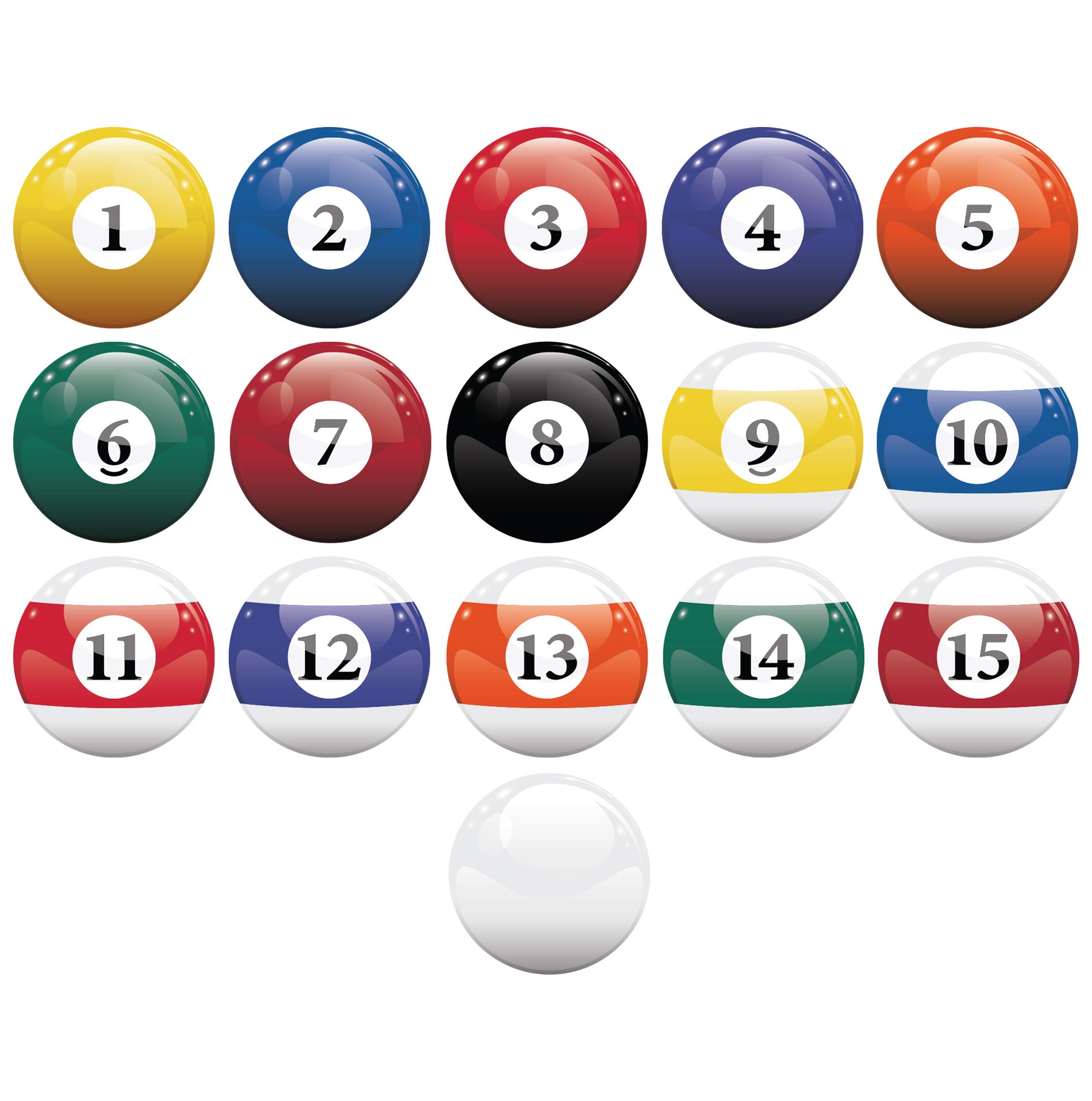 16 Realistic Color Billiard Balls Wall Decal Sticker Game Room Sign