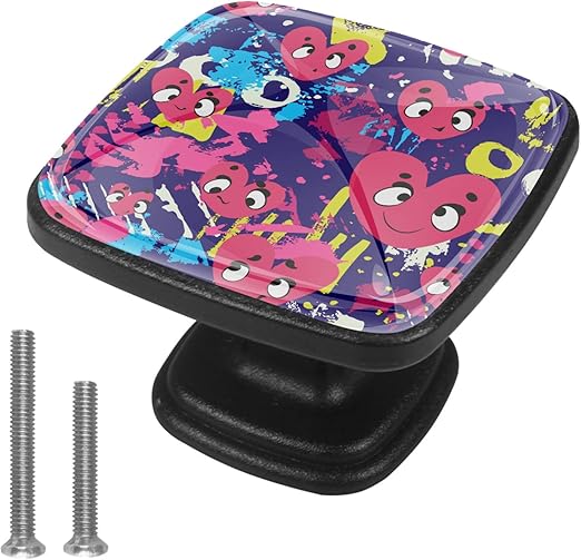 Corazón y elementos gráficos 4 Piezas Perilla del Cajón del Gabinete