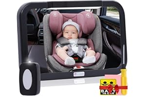 Baby Car Mirror with Light Innokids Dual Mode LED Lighting by Remote Control Clear View of Infant in Rear Facing Back Seat While Night Driving (Black)