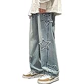 Y2k Star Jeans Men Graphic Baggy Jeans Emo Star Pants Grunge Patchwork Pants Streetwear