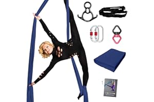 PRIOR FITNESS Aerial Silks Set, Professional Thicker Low Stretch Fabric 9/15/20 Yards Aerial Silk Swing Set with Hardware Guide, Yoga Starter Kit For Home, Aerial Yoga Hammock, Silks for Gymnastics, Antigravity Yoga, Inversion Exercise-All Levels