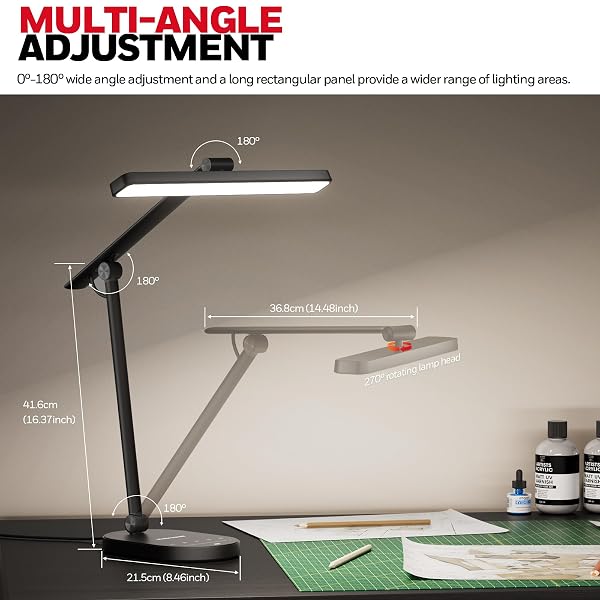 HONEYWELL DESK LAMP FOR HOME OFFICE, H4 SUNTURALUX™ EYE-CARING LED DESK LIGHT, 700LM DIMMABLE DESK LAMP WITH TIMER, ADJUSTABLE DESK READING LIGHT, TOUCH AUTO DIMMING TABLE LAMP FOR STUDY, BEDROOM