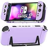 [Easy Docking Version] GLDRAM Purple Case for Nintendo Switch 2 (2025), Dockable Hard Shell PC Protective Cover Skin for Switch 2 Console & Detachable Joycon Grip