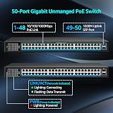 NICGIGA 48 Port Gigabit PoE+ Switch 50 Port Network Switch 400W 2 SFP view 2