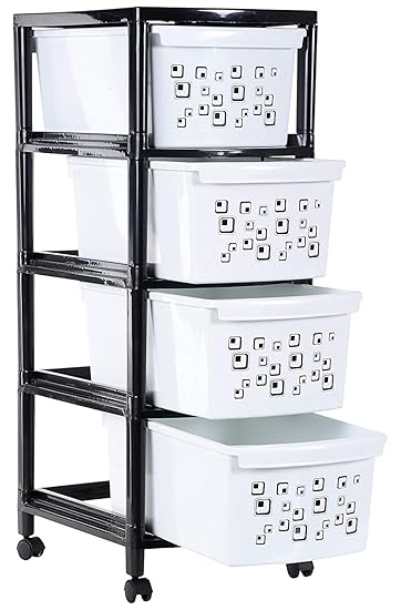 La Corsa 4 Tier Plastic Chest Of Drawers With Wheels Amazon In