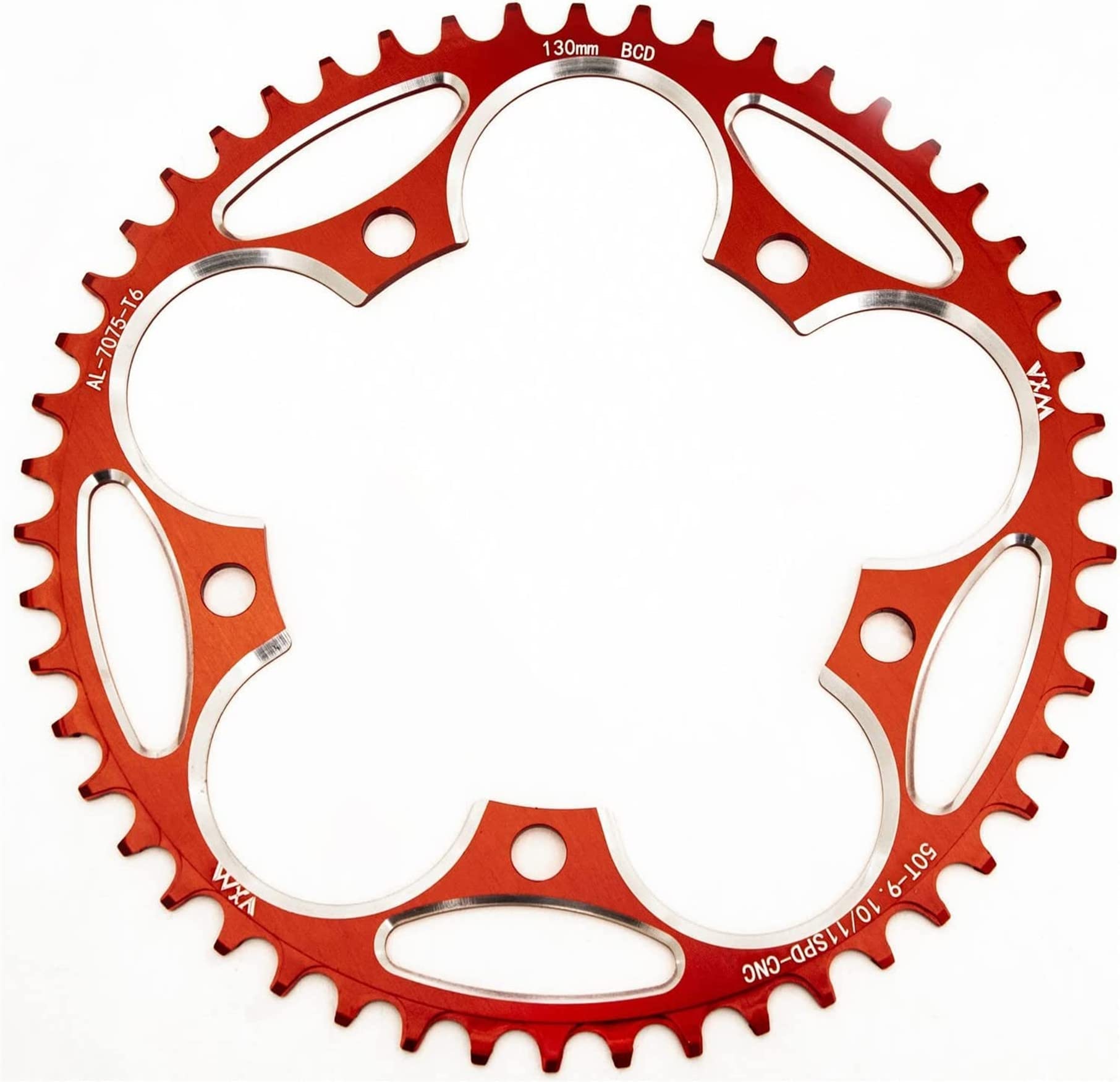 YBEKI 130BCD Narrow-Wide Chainring | CNC 7075-T6 Aluminium (38-60T) | UKCA Certified | Shimano 105/Ultegra & SRAM Force Compatible | 45% Lighter vs Steel | 8-12 Speed Road/Gravel/CX Bikes (red, 46T)