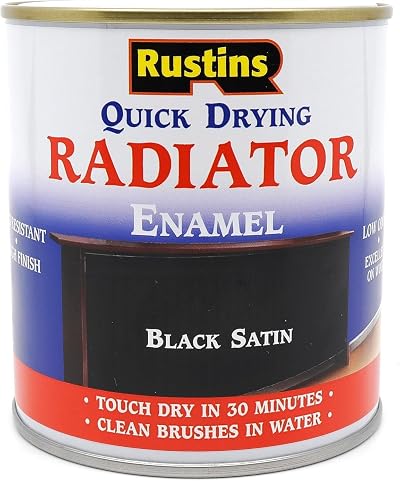 Rustins Quick Dry Radiator Enamel Satin Black 500ml