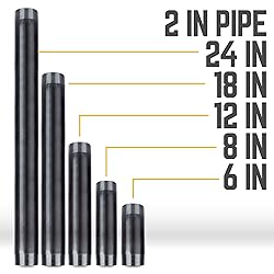 PIPE DECOR Black Steel Plumbing Pipe, 2 in. Dia. x