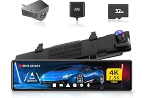 REDTIGER T27 Mirror Dash Cam Front and Rear, 4K+2.5K Rear View Mirror Camera, 11" UHD Touch Screen Rearview Mirror Backup Cam