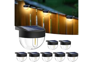 btfarm 8 Pack Solar Deck Lights Outdoor Waterproof, Retro LED Patio Lights Solar Powered, Solar Fence Light for Outside Railing Porch Steps Garden Post Decor, Warm White