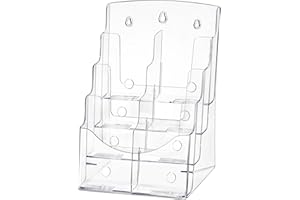 Suwimut Acrylic Brochure Holder 8.5x11 Inch, 4 Tier Clear Literature Organizer Magazine Stand with Removable Divider for 4x9 