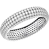 LeCalla 925 Sterling Silver CZ Rings for Men Women | Cubiz Zirconia 5 Layer Eternity Ring Engagement Rings | CZ Promise Rings Eternity Wedding Band Ring (Size 6-10 No.)