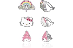 Sanrio Hello Kitty & Friends Earrings – Officially Licensed Jewelry for Women – 3-Pair Sets with Stud & Clip-On Styles