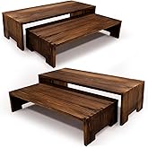 Yikaroeli 4Pcs Large Display Riser Wood Risers Cupcake Display Stand 2 Tier Racks Rectangular, 2 Set Perfume Decorative Display Dessert Stands for Vendors Event (Large/2Pack Brown)