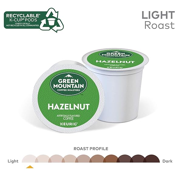GREEN MOUNTAIN COFFEE ROASTERS HAZELNUT KEURIG SINGLE-SERVE K-CUP PODS, LIGHT ROAST COFFEE, 32 COUNT