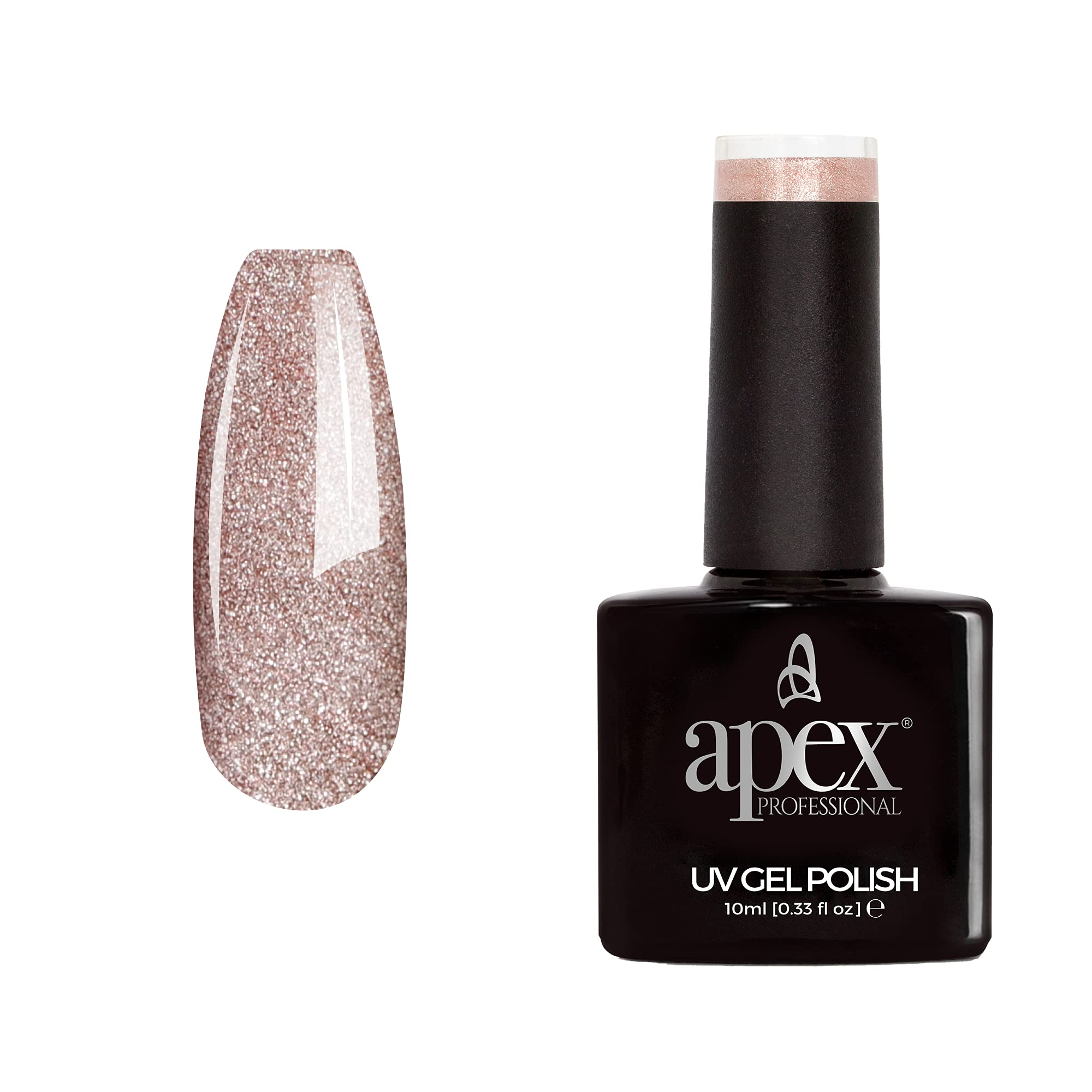 Apex® Professional Glitter Gel Nail Polish, Pink Metallic [G-05], Essentials Range, UV CFL/LED Soak-Off Gel Polish, 10ml