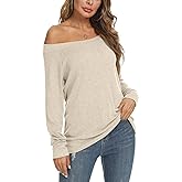 YSYOKOW Womens Cute Sexy Off Shoulder Blouses Long Sleeve Boat Neck Tunics Tops