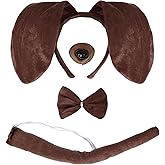 BAOPLAYKIDS Unisex Adult Puppy Floppy Dog Ears Headband, Nose and Tail Set Novelties Costume Accessory Kit for Halloween