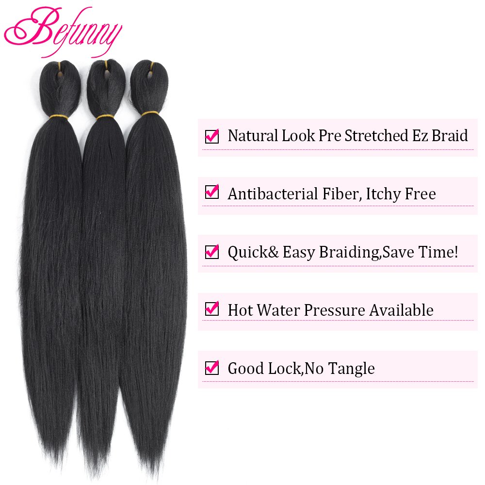 Befunny 8packs 16 Inch Pre Stretched Braiding Hair Short Black Crochet