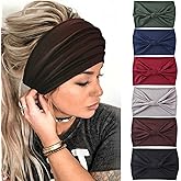 Yeshan Wide Headbands for Women Large African Bandana headband Non Slip Boho Head bands Yoga Running Sports Workout Gym Turbans Thick Head band,pack of 6