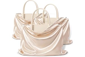Vonty 3 Pack Silky Dust Bags for Shoes and Purses, Satin Drawstring Bag for HandBags Boots - Beige Shoe Bag Silk Dust Cover Bag Protector Travel Storage Pouch(23.6 x 19.6 In)