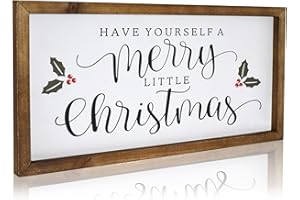 EMAX HOME Have Yourself A Merry Little Christmas Framed Wall Art - Solid Wood Sign with Holiday Quote, Christmas Home Decoration - 16 x 8 Inches