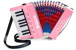 MUSICUBE Accordion Instrument for Kids Professional 17 Keys 8 Bass Accordion with Straps for Beginner Student Educational Musical Instrument for Boys Girls Aged 3+ Gift Choice