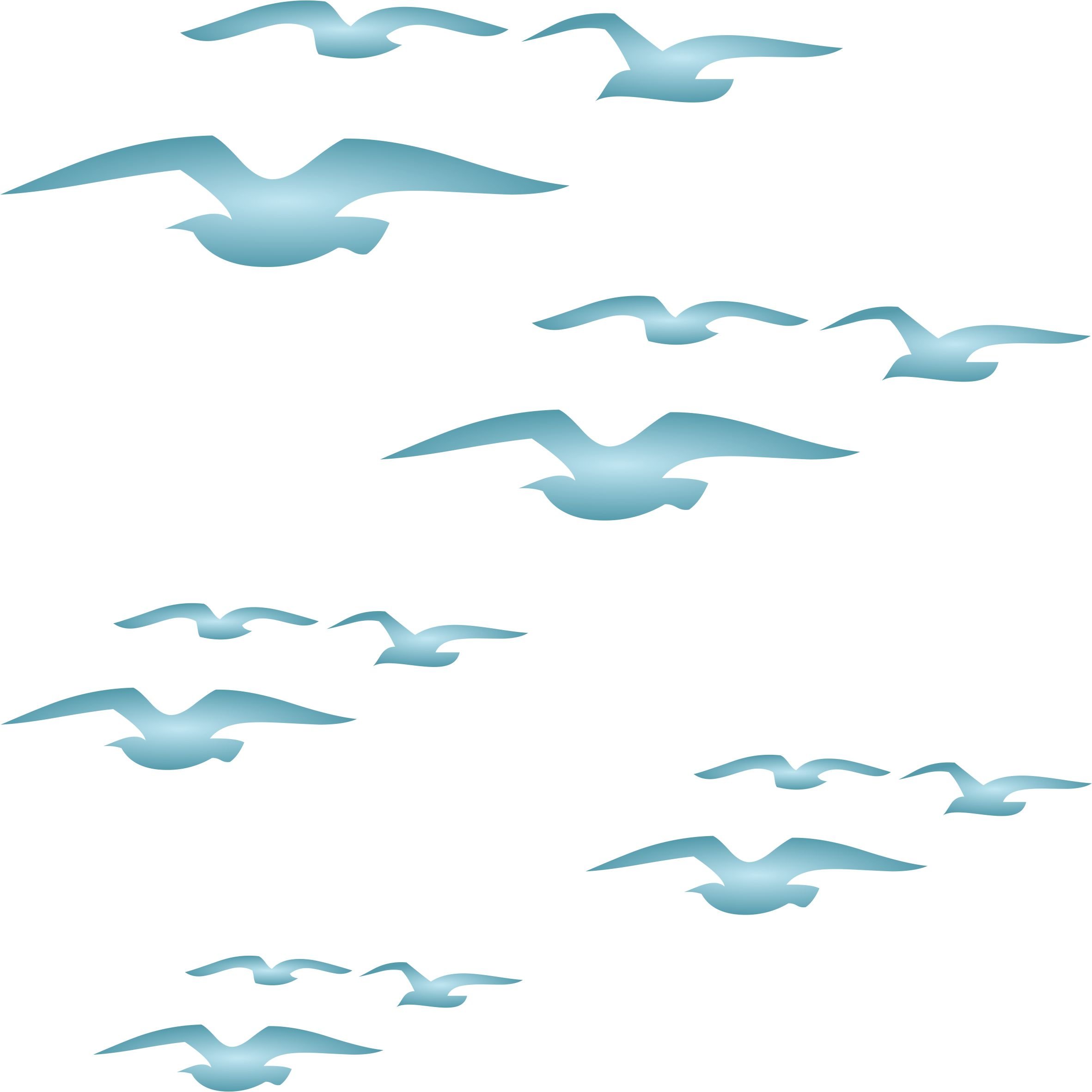 Flying Birds Stencil - 35.5 x 35.5cm (L) - Reusable Large Allover Bird Pattern Wall Stencil Template