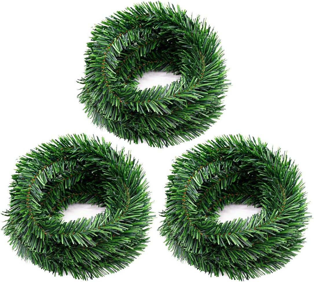 Wreaths, Garlands & Swags - 54Ft Greenery Christmas Rattan,Artificial Outdoor Christmas Garland,DIY Christmas Rattan for Outdoor Indoor Home Stairs Fireplace Wedding Xmas Party New Year Party Birthday Holiday Decor