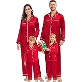 SWOMOG Family Matching Pajamas Set Christmas Pajamas Long Sleeve Button Down Pj Set 2Pcs Festival Party Sleepwear
