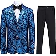 SWOTGdoby Boys Suit Formal Tuexdo Golden Jacquard Slim Fit 2 Pieces Suit Set Jacket Pants for Wedding Prom Party