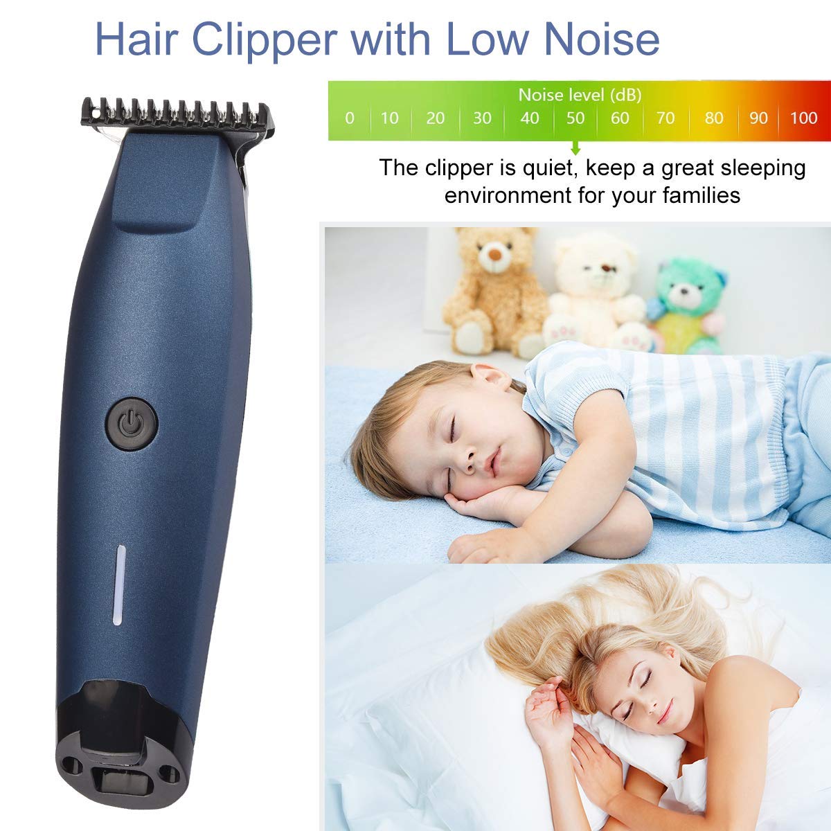 Professional Hair Clipper, HONGNAL Cordless Pro Hair Cutting Kit Rechargeable Beard Trimmer Clippers with 2 Speeds 3 Guide Combs for Face/Body Hair Groomer for Men/Women