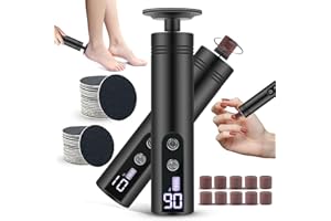 JESIDO 2 in 1 Electric Foot Callus Remover, 9 Speed Adjustable Foot Sander with LED Display, Electric Foot Grinder with 2000 mAh Rechargeable Battery, for Callus Removal, Replaceable Sandpaper Discs (Black)