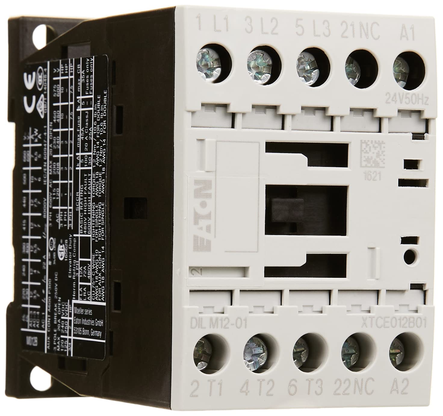 Eaton 276852 Power Contactor 3 Pole + 1 N/C Contact, 5.5 kW/400 V/AC3