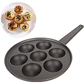 7 Holes Takoyaki Grill Pan, Nonstick Paniyaram Pan Cast Iron Deepened Enlarged Takoyaki Maker for Restaurant Hotel Household