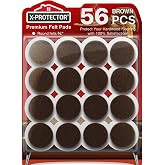 X-PROTECTOR Felt Furniture Pads - 56 PCS 3/4" Floor Protectors for Chair | Floor Protectors for Furniture Feet - Protect Your Hardwood Floors! (Brown, Round)