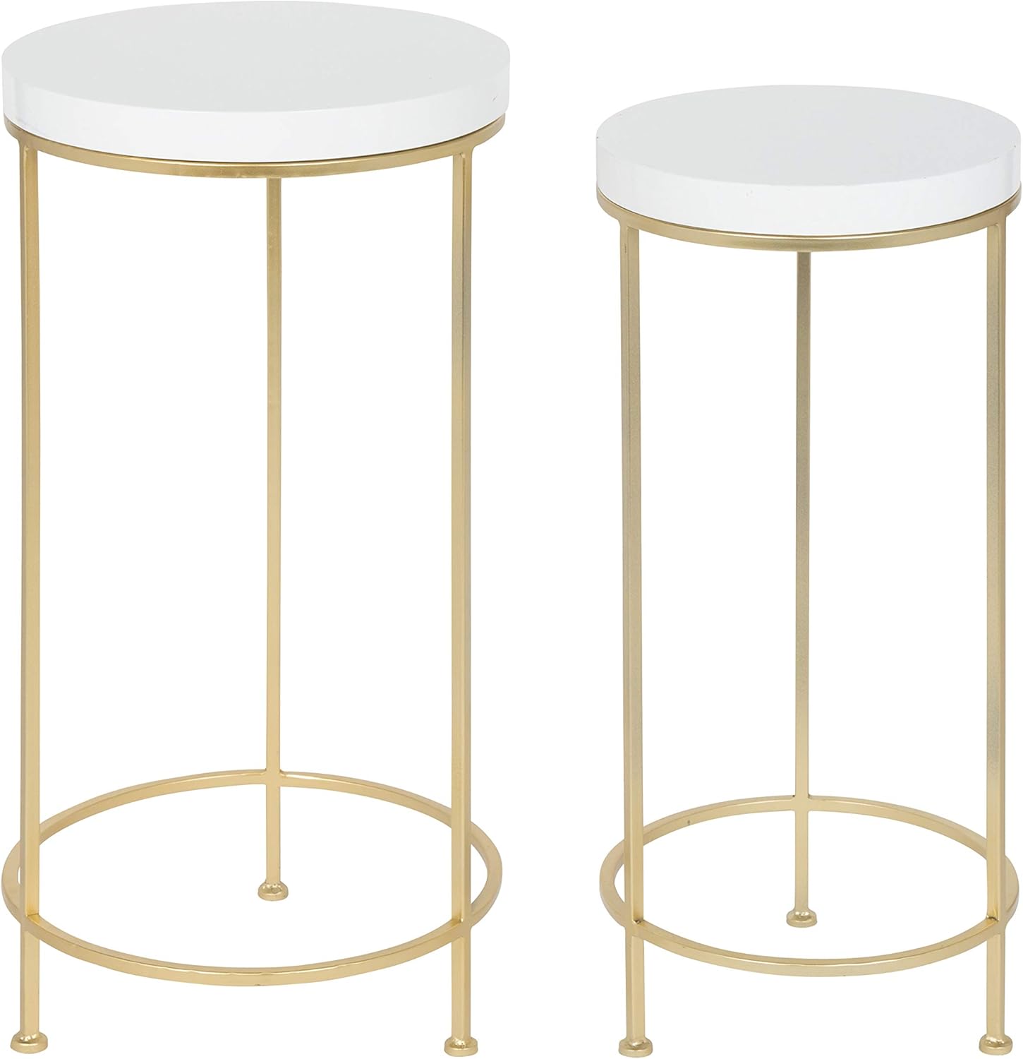 Kate and Laurel Espada Metal and Wood Nesting Tables 2 Piece Set, Walnut Top with Gold Base: Kitchen & Dining