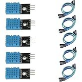 HiLetgo 5pcs DHT11 Temperature Humidity Sensor Module Digital Temperature Humidity Sensor 3.3V-5V Humidity Measure Range 20%-95% Temperature Measure Range 0-50℃ Celsius with Wires