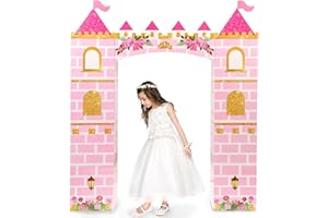 WERNNSAI Princess Party Decorations - Princess Castle Cardboard Playhouse for Girls Birthday Decoration Pink Castle Backdrop 