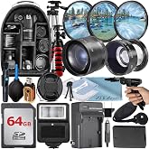 49mm Accessory Bundle for Canon EOS: R50, R100, M5, M6 Mark II, M6, R10 + LP-E17 Battery + 64GB Memory Card + Battery Charger + Wide Angle + Telephoto Lens + Backpack + Tripod + More (24pc Bundle)